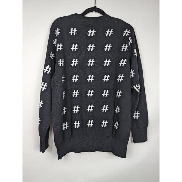 Men's Crew neck black hashtag sweater Medium - Picture 2 of 7